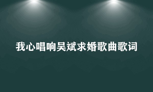 我心唱响吴斌求婚歌曲歌词