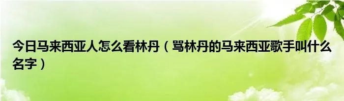 今日马来西亚人怎么看林丹（骂林丹的马来西亚歌手叫什么名字）