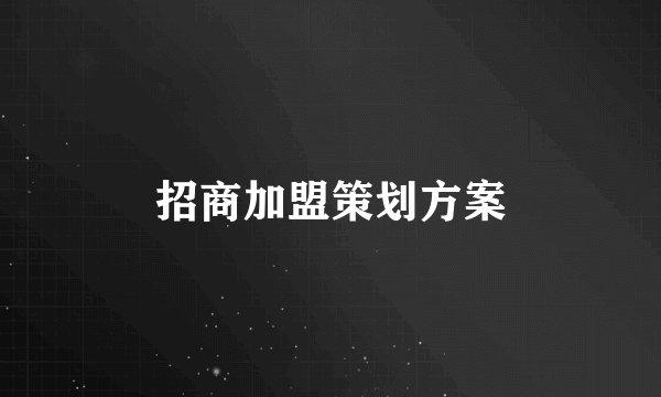 招商加盟策划方案