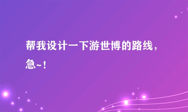 帮我设计一下游世博的路线，急~！