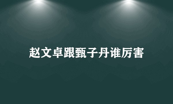 赵文卓跟甄子丹谁厉害