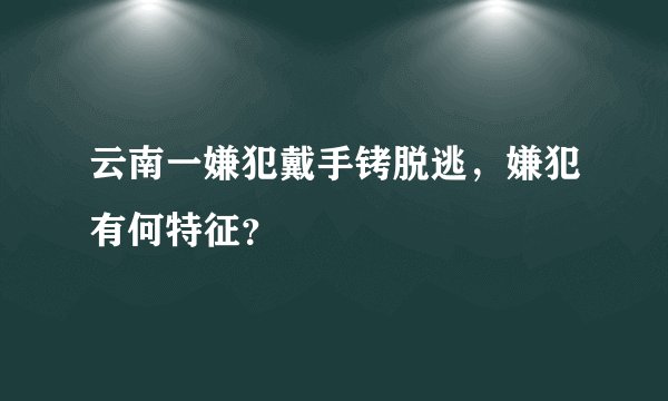 云南一嫌犯戴手铐脱逃，嫌犯有何特征？