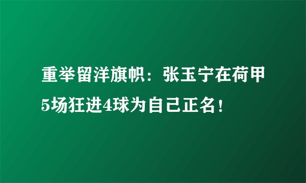 重举留洋旗帜：张玉宁在荷甲5场狂进4球为自己正名！