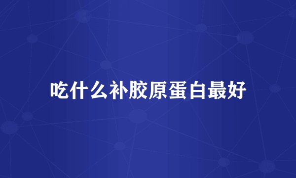 吃什么补胶原蛋白最好