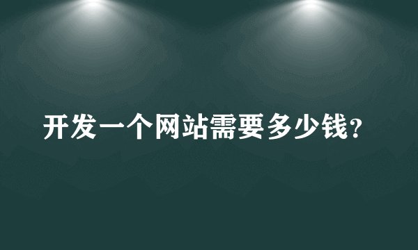 开发一个网站需要多少钱？