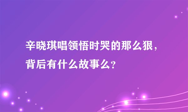 辛晓琪唱领悟时哭的那么狠，背后有什么故事么？