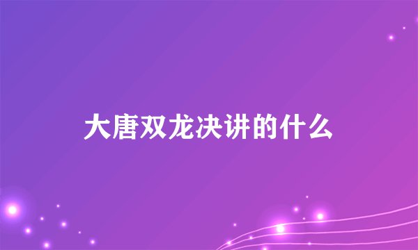 大唐双龙决讲的什么