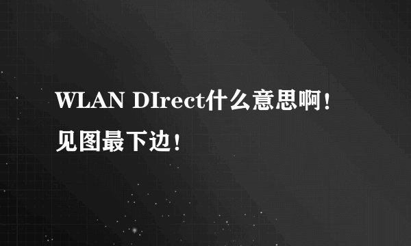 WLAN DIrect什么意思啊!见图最下边!