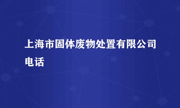 上海市固体废物处置有限公司电话