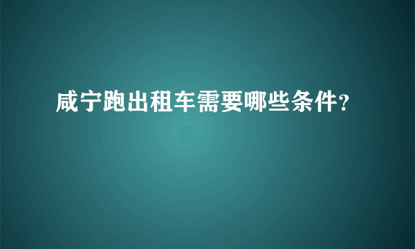 咸宁跑出租车需要哪些条件？