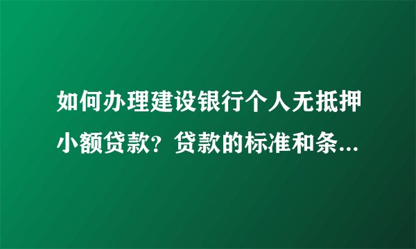 如何办理建设银行个人无抵押小额贷款？贷款的标准和条件有哪些