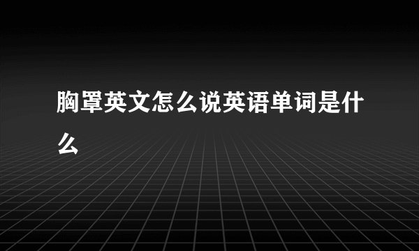 胸罩英文怎么说英语单词是什么
