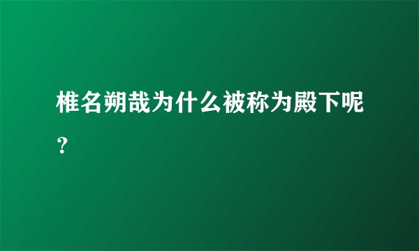 椎名朔哉为什么被称为殿下呢？