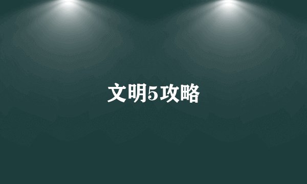 文明5攻略