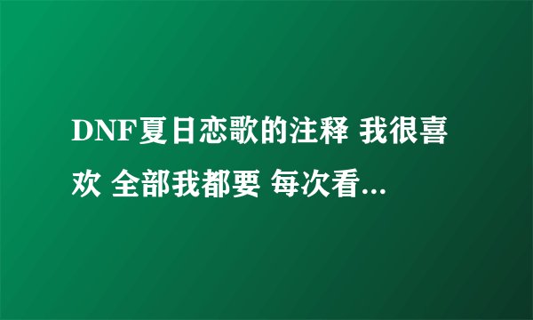 DNF夏日恋歌的注释 我很喜欢 全部我都要 每次看到上边的话 心里软软的
