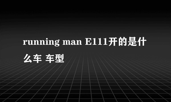 running man E111开的是什么车 车型