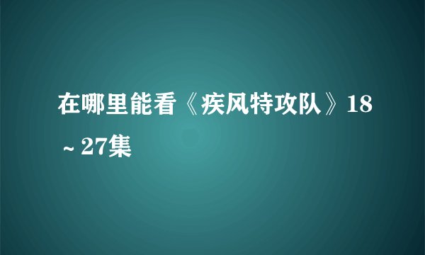 在哪里能看《疾风特攻队》18～27集