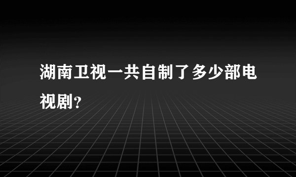 湖南卫视一共自制了多少部电视剧？