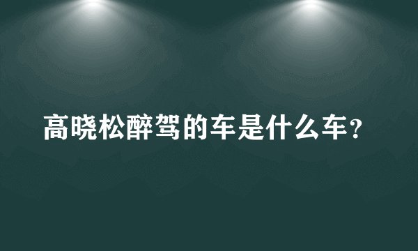 高晓松醉驾的车是什么车？