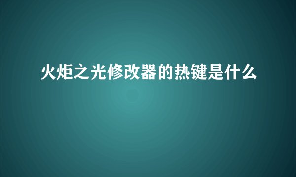 火炬之光修改器的热键是什么