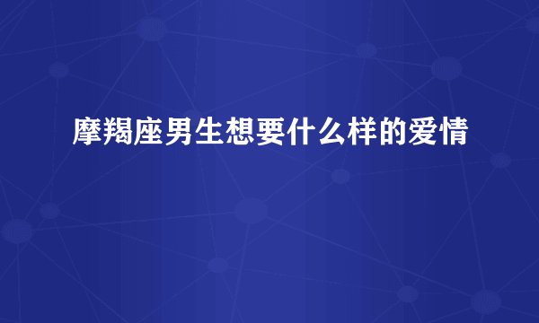 摩羯座男生想要什么样的爱情