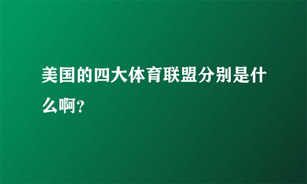 美国的四大体育联盟分别是什么啊？