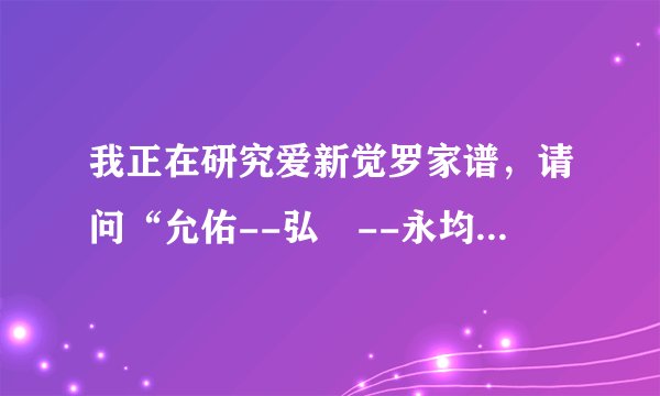 我正在研究爱新觉罗家谱，请问“允佑--弘暻--永均”这样的传承对吗？
