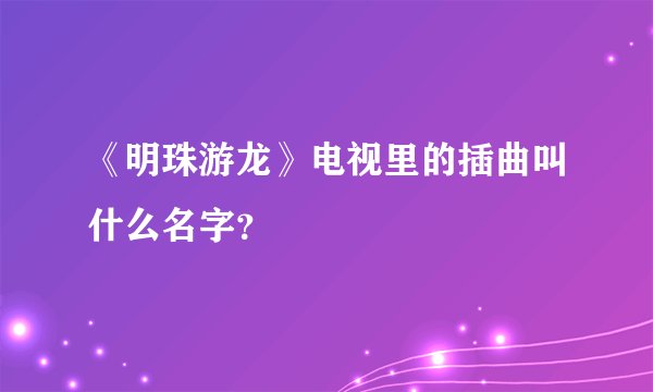 《明珠游龙》电视里的插曲叫什么名字？