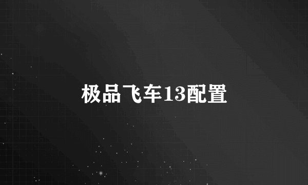 极品飞车13配置