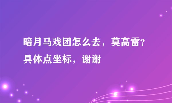 暗月马戏团怎么去，莫高雷？具体点坐标，谢谢