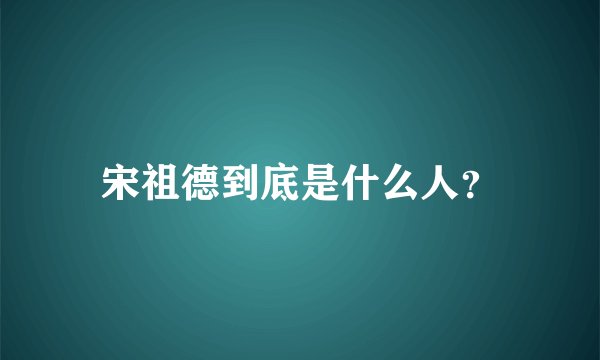 宋祖德到底是什么人?