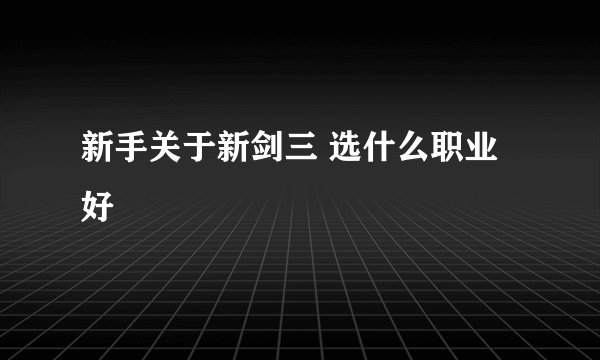 新手关于新剑三 选什么职业好