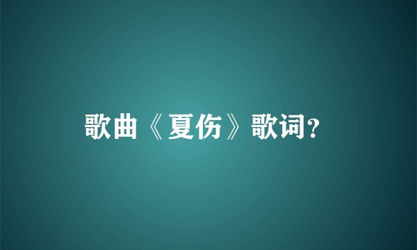 歌曲《夏伤》歌词？