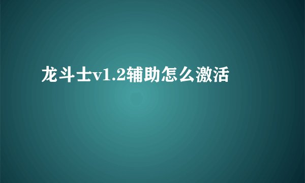 龙斗士v1.2辅助怎么激活