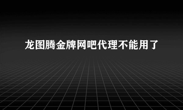 龙图腾金牌网吧代理不能用了