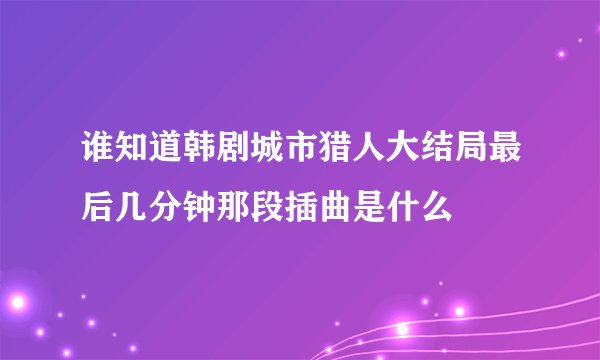 谁知道韩剧城市猎人大结局最后几分钟那段插曲是什么