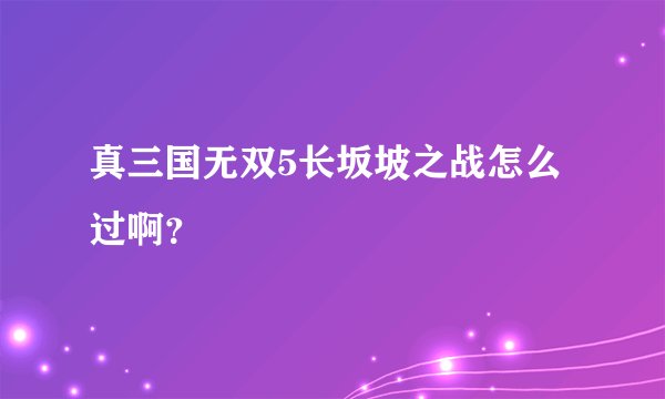 真三国无双5长坂坡之战怎么过啊？