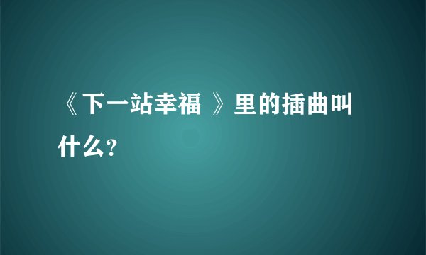 《下一站幸福 》里的插曲叫什么？