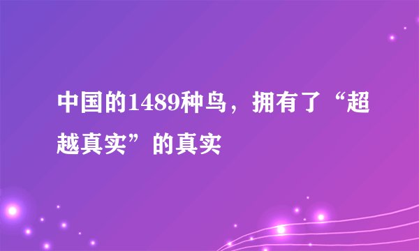 中国的1489种鸟，拥有了“超越真实”的真实