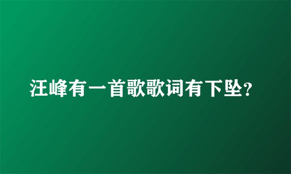 汪峰有一首歌歌词有下坠?