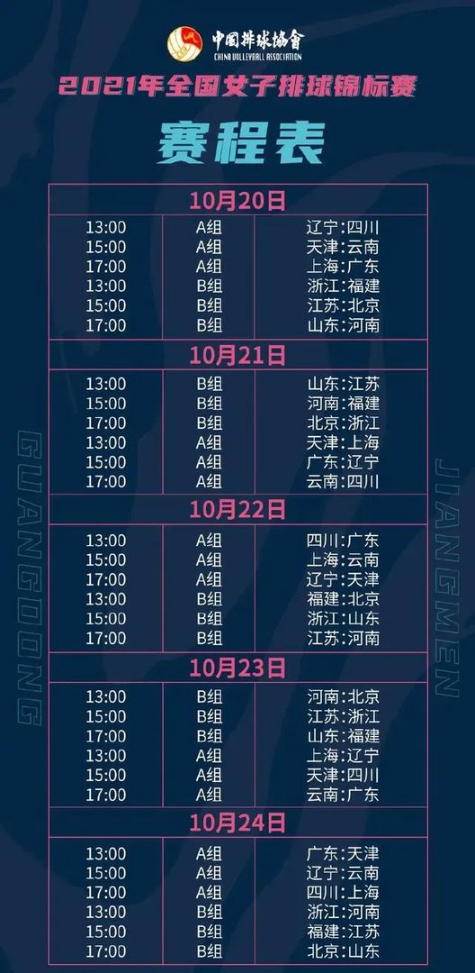 2021女排全部赛程表及直播？