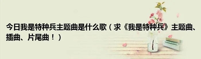 今日我是特种兵主题曲是什么歌(求《我是特种兵》主题曲、插曲、片尾曲!)