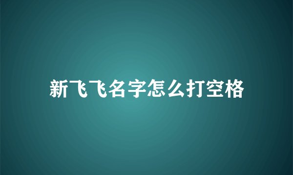 新飞飞名字怎么打空格