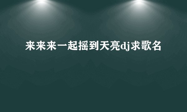 来来来一起摇到天亮dj求歌名