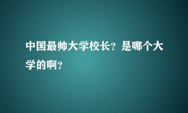 中国最帅大学校长？是哪个大学的啊？