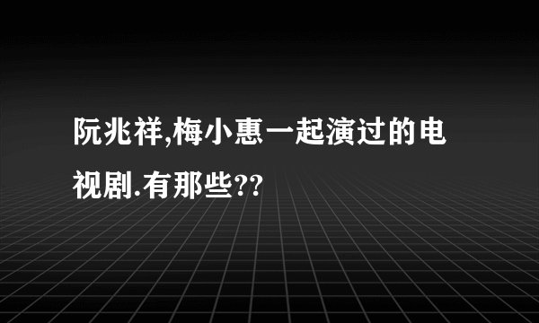 阮兆祥,梅小惠一起演过的电视剧.有那些??