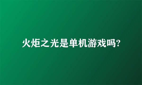 火炬之光是单机游戏吗?