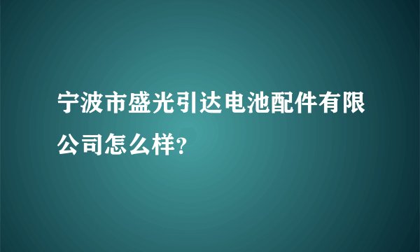 宁波市盛光引达电池配件有限公司怎么样？