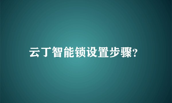 云丁智能锁设置步骤？
