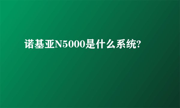 诺基亚N5000是什么系统?